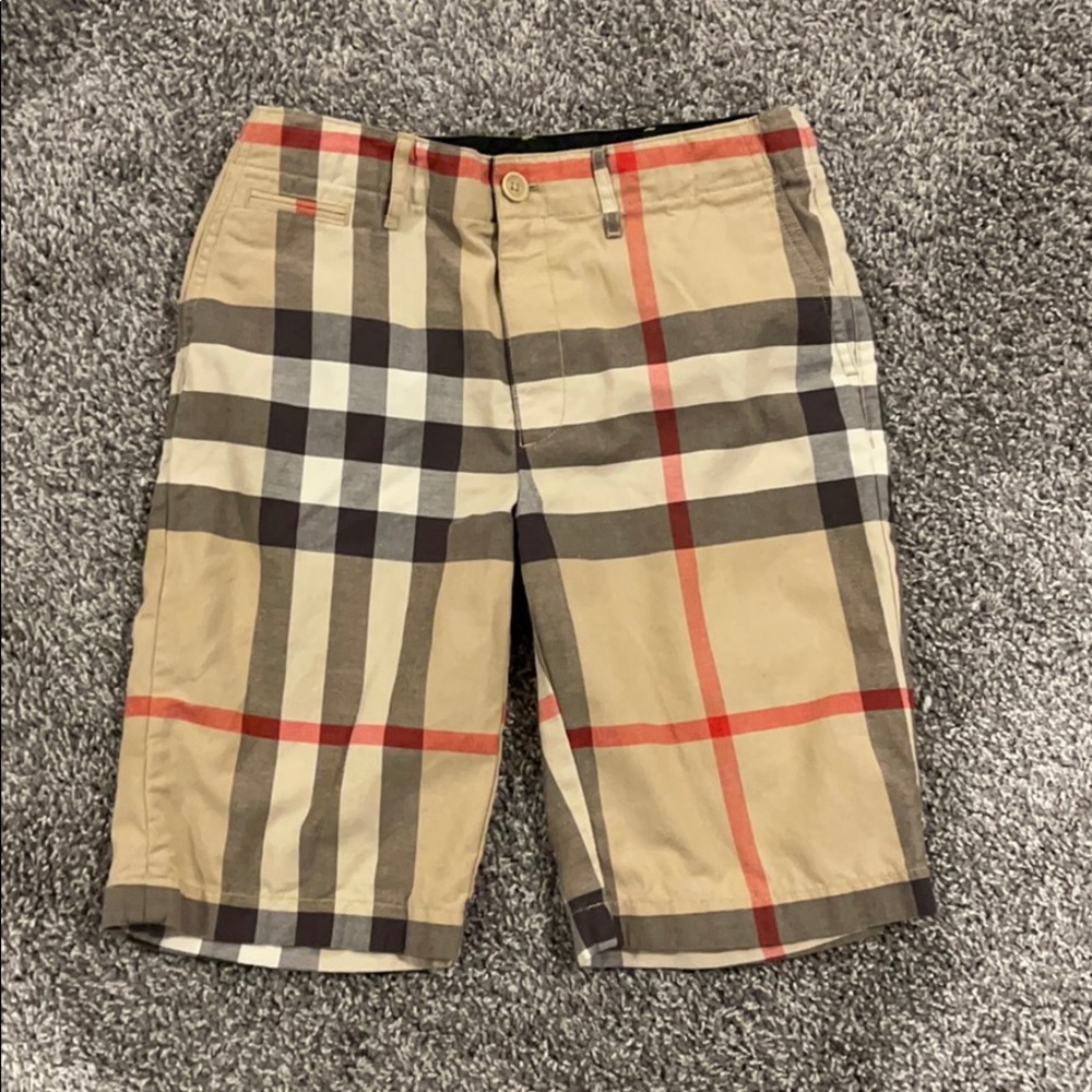 Burberry plaid shorts 14Y beige black white red